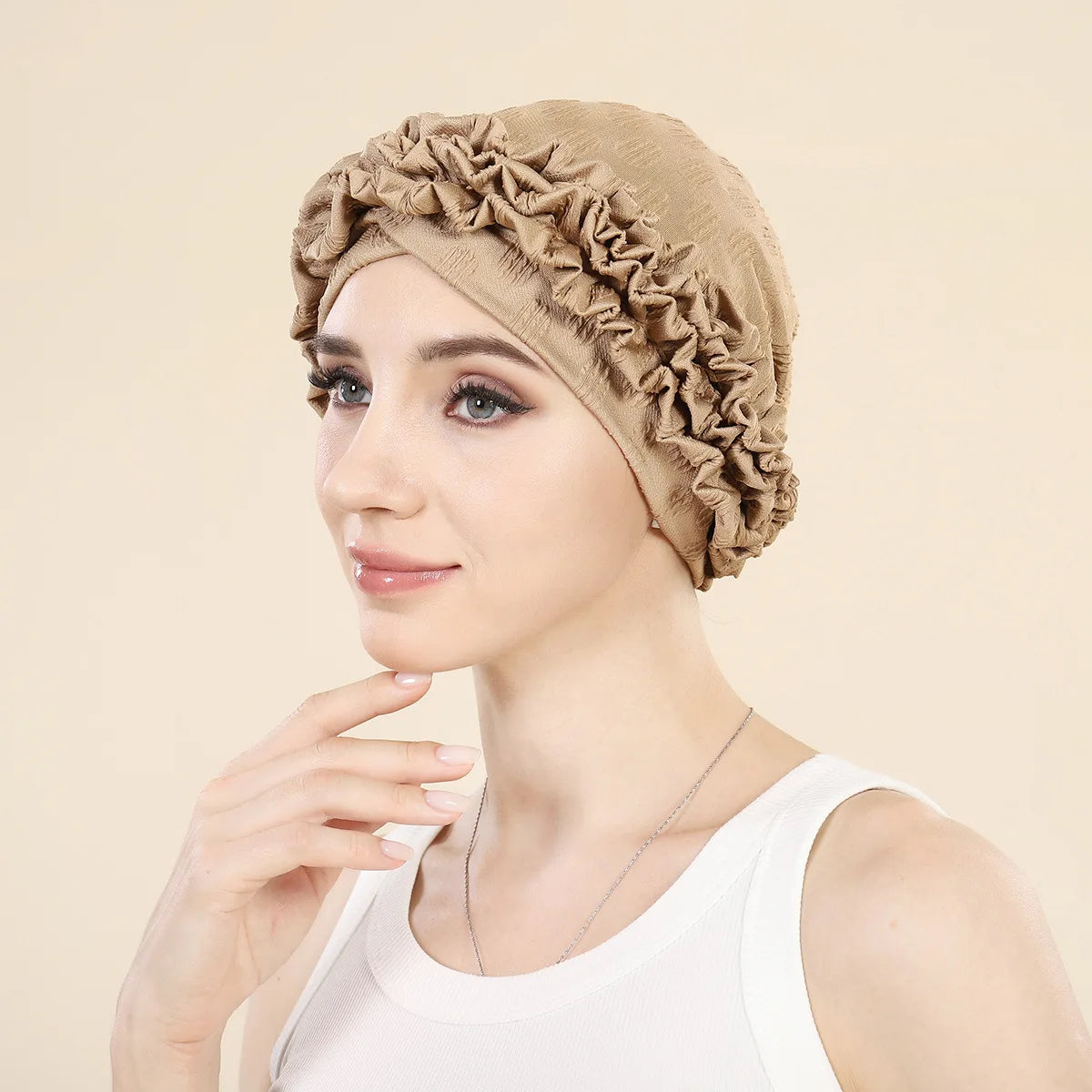 Women's Arabian Polyester Headwear Solid Pattern Casual Hijabs