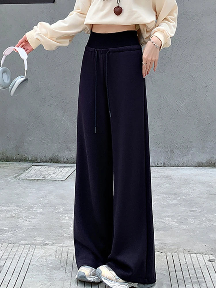 Women's Polyester Elastic Closure High Waist Casual Wear Trousers