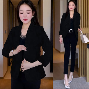 Women's Notched Collar Long Sleeve Single Breasted Casual Blazer