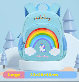 Kid's Nylon Zipper Closure Rainbow Pattern Mini School Backpack