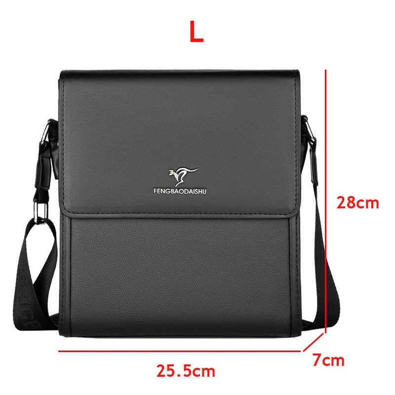 Men's PU Leather Cover Closure Solid Pattern Elegant Shoulder Bag