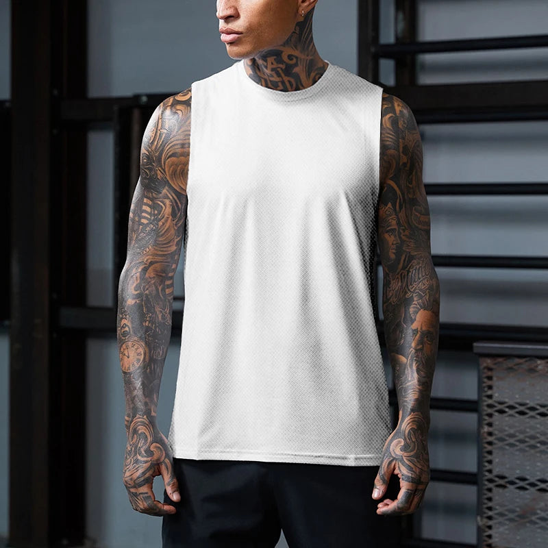 Men's Spandex Sleeveless Pullover Closure Sportswear T-Shirt