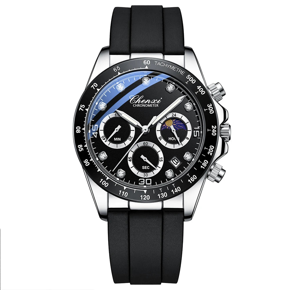 Men's Stainless Steel Round Shaped Waterproof Quartz Wrist Watch