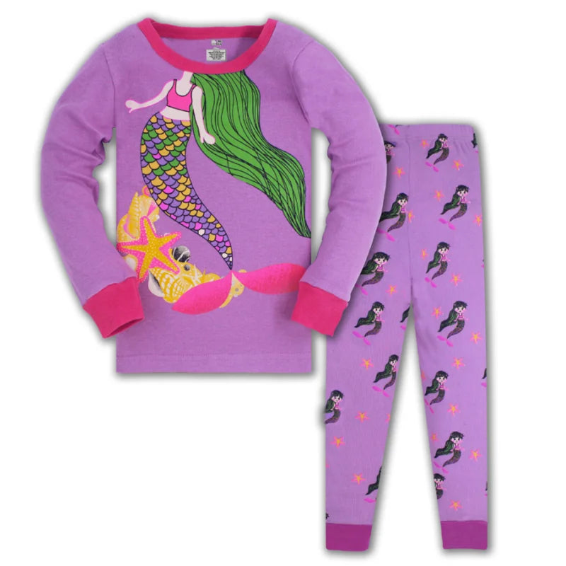 Kid's Girl Spandex O-Neck Long Sleeve Trendy Sleepwear Pajama Set