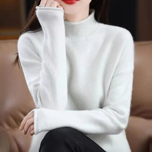 Women's Acrylic Turtleneck Full Sleeves Pullover Solid Sweater