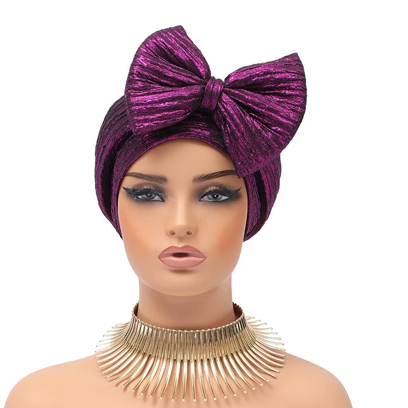 Women's Arabian Polyester Head Wrap Sequined Pattern Cap Hijabs