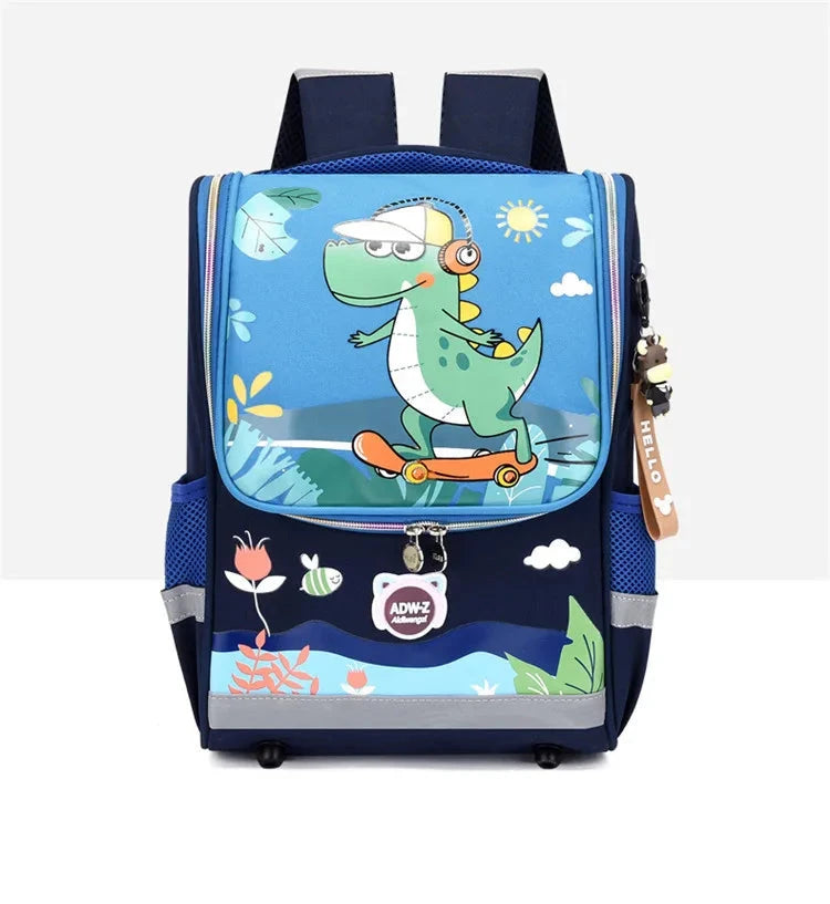 Kid's Nylon Zipper Closure Animal Pattern Trendy School Backpack