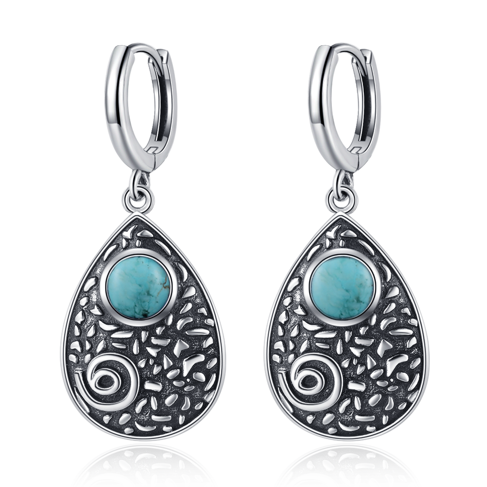 Women's Tibetan Silver Semi-Precious Stone Geometric Earrings