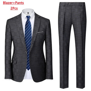 Men's Viscose Notched Long Sleeve Single Breasted Blazers Set