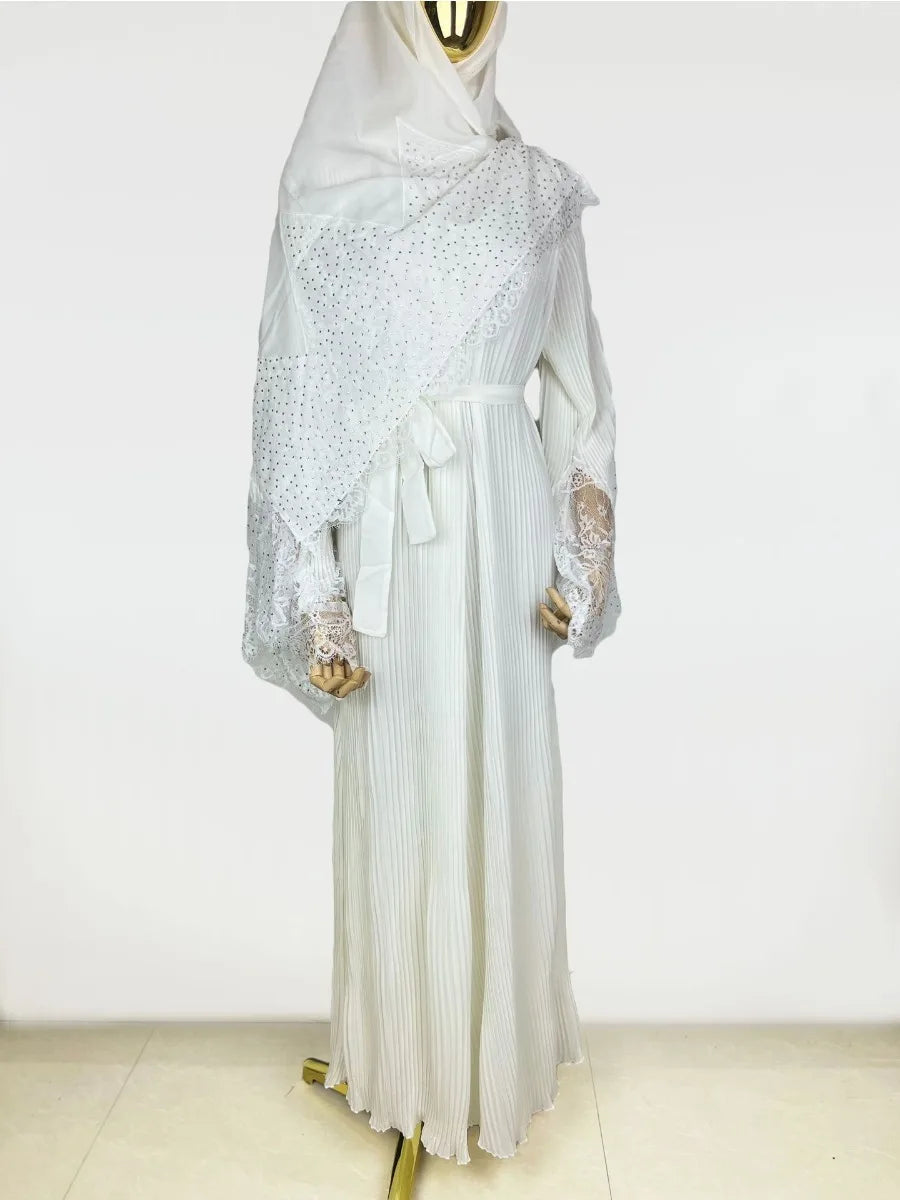 Women's Arabian Polyester Full Sleeves Solid Pattern Long Dress