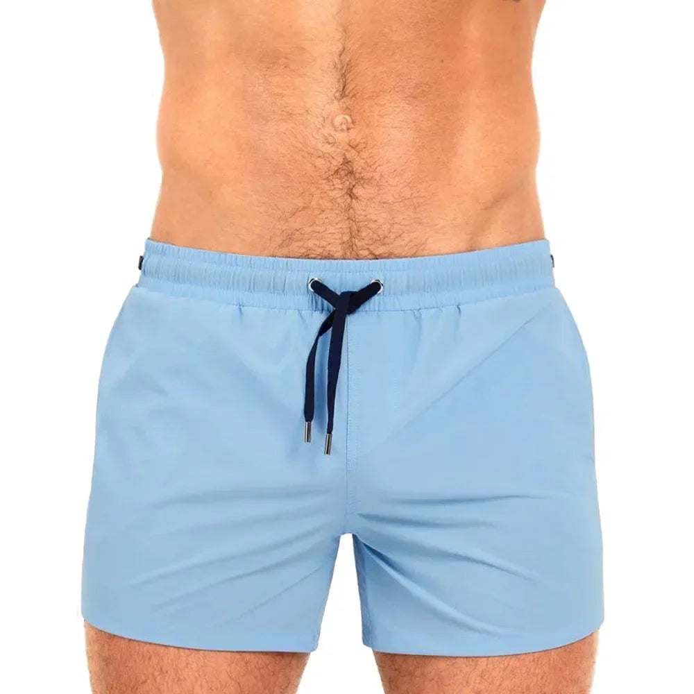 Men's Polyester Drawstring Closure Solid Pattern Boxer Shorts