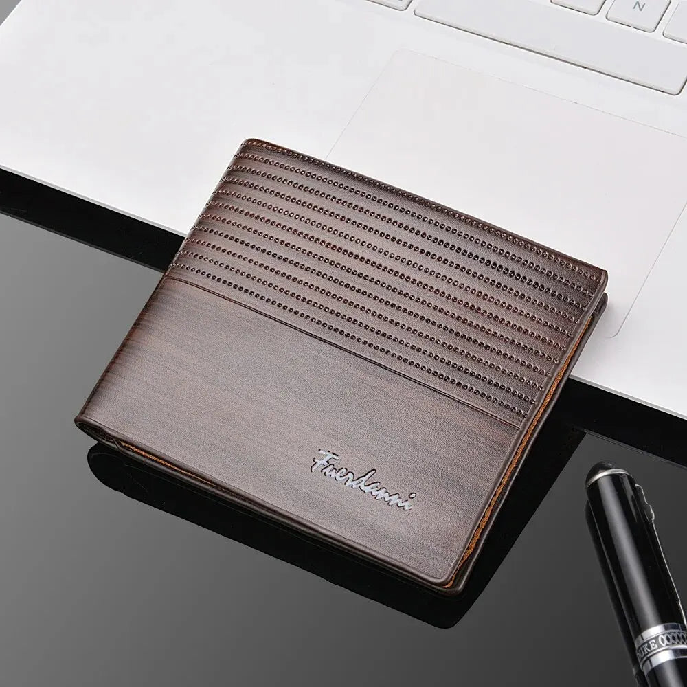 Men's PU Leather Patchwork Pattern Card Holder Trendy Wallets