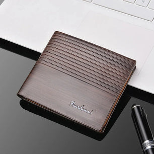 Men's PU Leather Patchwork Pattern Card Holder Trendy Wallets