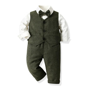 Kid's Cotton Long Sleeves Single Breasted Closure Formal Clothes