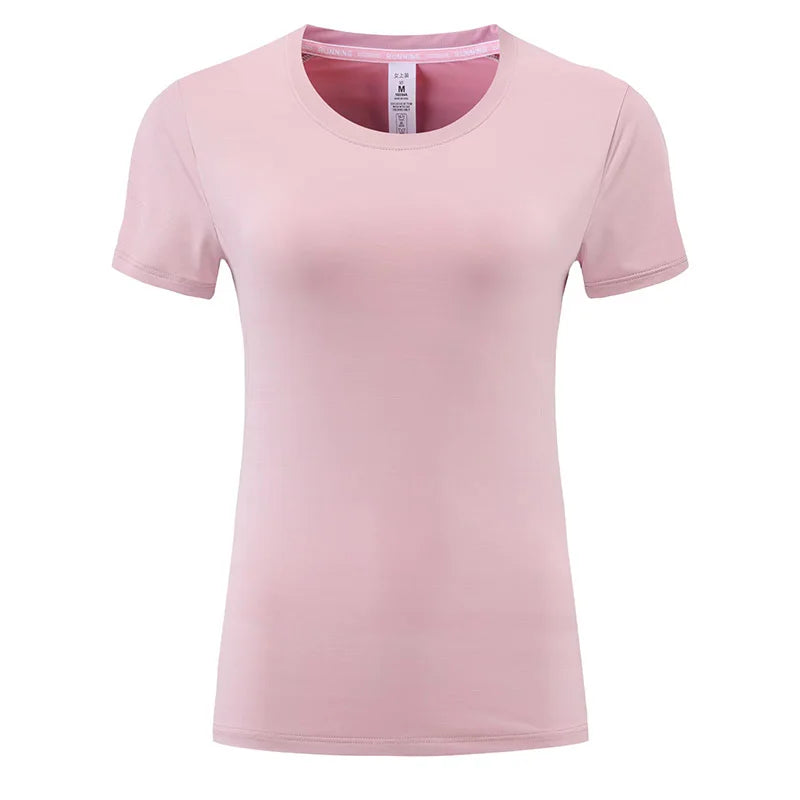 Women's Nylon O-Neck Short Sleeves Breathable Fitness Sport Tops