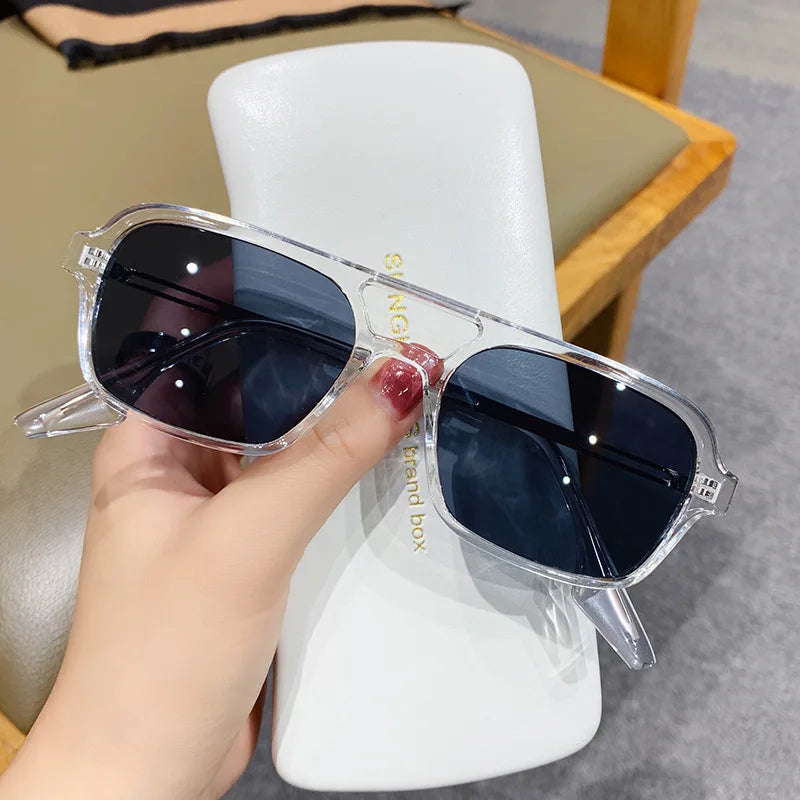 Women's Resin Frame Square Shaped UV400 Trendy Shades Sunglasses