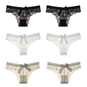 Women's 6 Pcs Spandex Low Waist Breathable Lace Pattern Panties