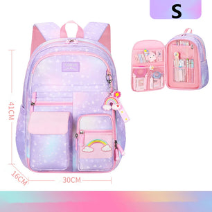 Kid's Nylon Zipper Closure Printed Pattern Trendy School Backpack