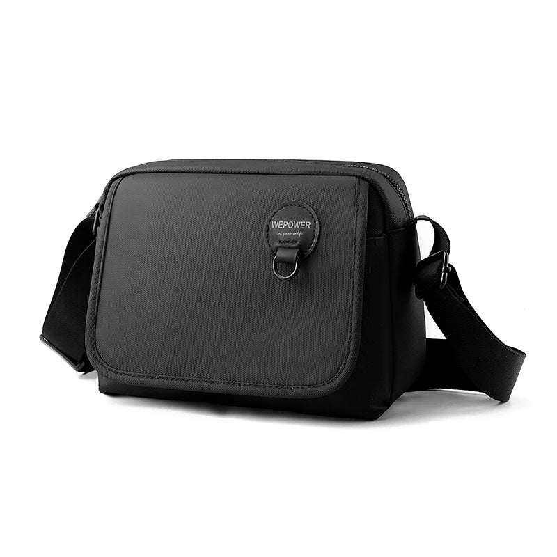 Men's Nylon Zipper Closure Solid Pattern Crossbody Shoulder Bag