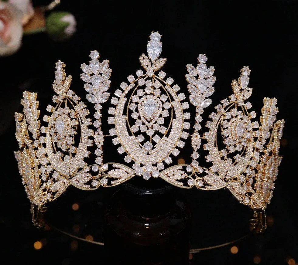 Women's Copper Water Drop Pattern Tiaras Bridal Wedding Crown