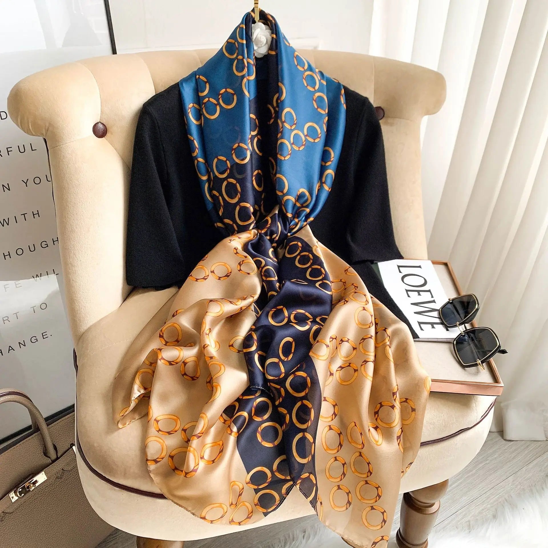 Women's Silk Neck Wrap Printed Pattern Trendy Beach Scarves