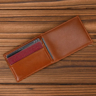 Men's Genuine Leather Solid Pattern Card Holder Trendy Wallets