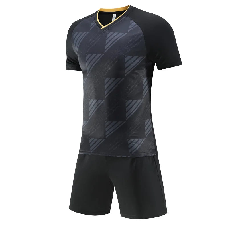 Men's Polyester O-Neck Short Sleeve Printed Breathable Sports Set