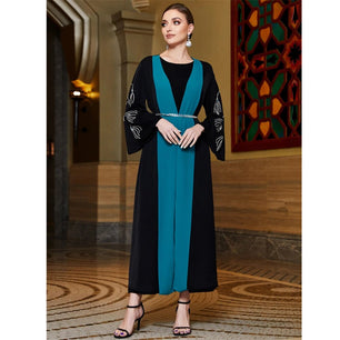 Women's Arabian V-Neck Polyester Full Sleeves Mixed Colors Abaya