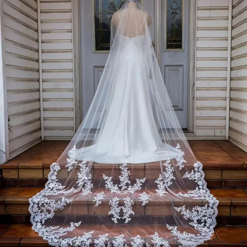 Women's Polyester Lace Edge One-Layer Trendy Bridal Wedding Veils