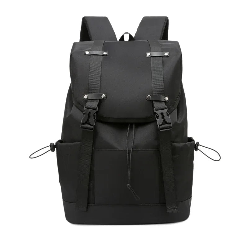 Men's Nylon Zipper Closure Solid Pattern Traveling Backpack