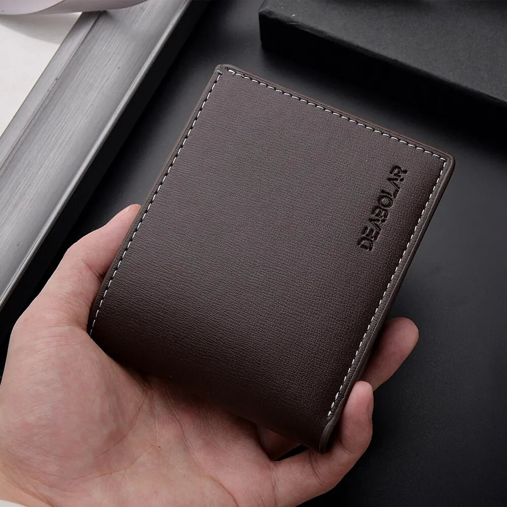 Men's PU Leather Letter Pattern Card Holder Mini Casual Wallets