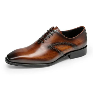 Men's Genuine Leather Square Toe Lace-Up Closure Formal Shoes