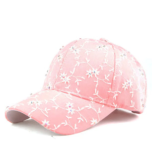 Women's Cotton Adjustable Strap Floral Pattern Casual Baseball Hat