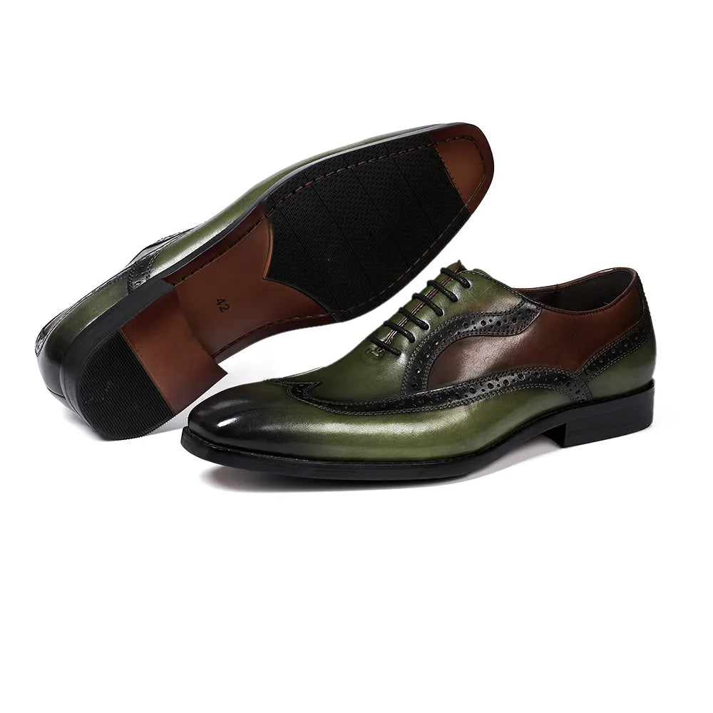 Men's PU Leather Pointed Toe Lace-Up Closure Elegant Oxford Shoes