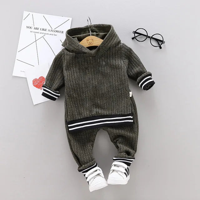 Kid's Boys Cotton Long Sleeves Casual Hooded Two-Piece Suit