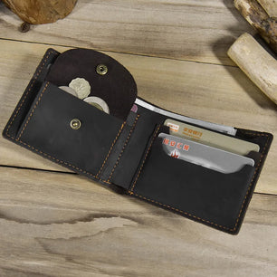 Men's Genuine Leather Solid Pattern Card Holder Trendy Wallets