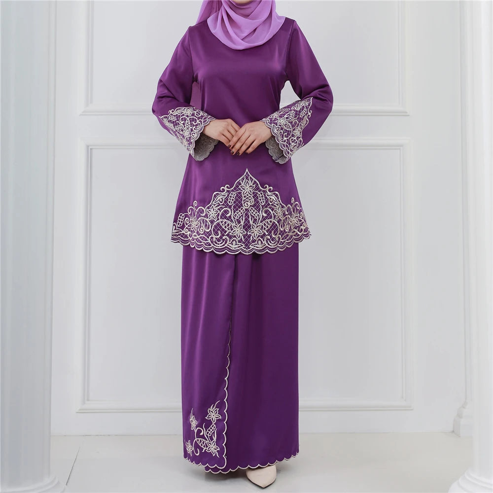 Women's Arabian Polyester Full Sleeve Embroidery Pattern Casual Dress