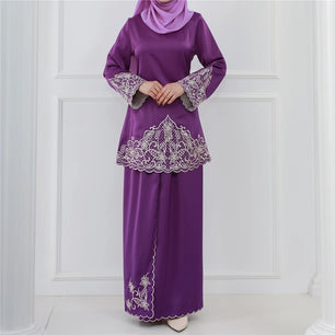 Women's Arabian Polyester Full Sleeves Embroidery Pattern Dresses