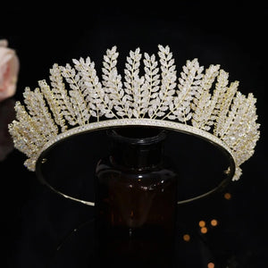 Women's Copper Plant Pattern Tiaras Elegant Bridal Wedding Crown