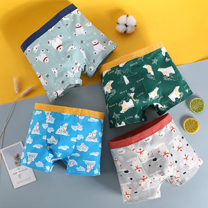 Kid's Boy 4Pcs Cotton Quick-Dry Cartoon Pattern Underwear Shorts