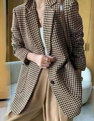 Women's Polyester Notched Long Sleeves Single Breasted Blazer