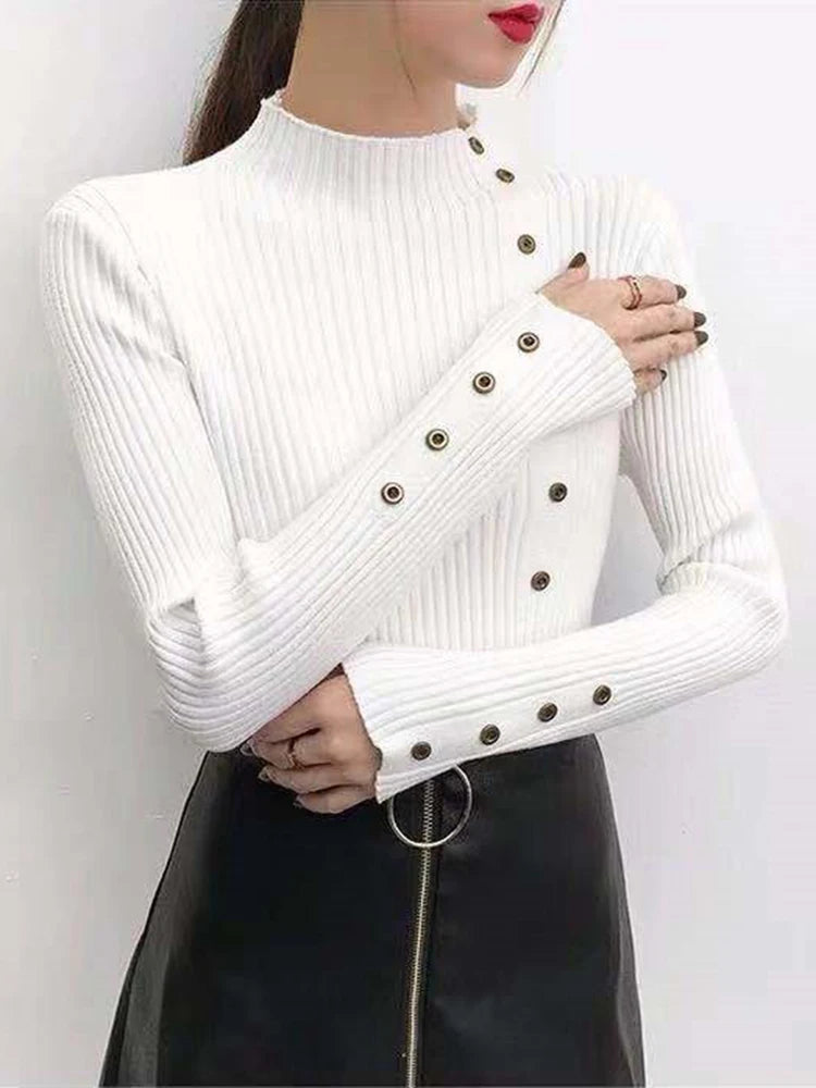 Women's Acrylic Turtleneck Full Sleeve Solid Pattern Sweater