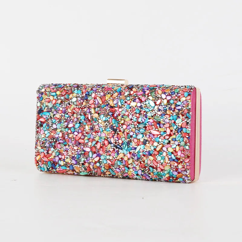 Women's Polyester Hasp Closure Sequined Pattern Wedding Clutch