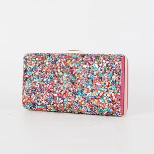 Women's Polyester Hasp Closure Sequined Pattern Wedding Clutch