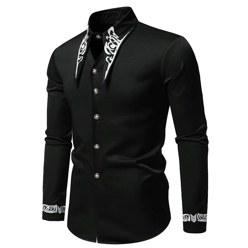 Men's Polyester Turndown Collar Full Sleeve Single Breasted Shirts