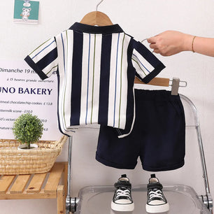 Kid's Boys Cotton Turn-Down Collar Short Sleeves Casual Clothes