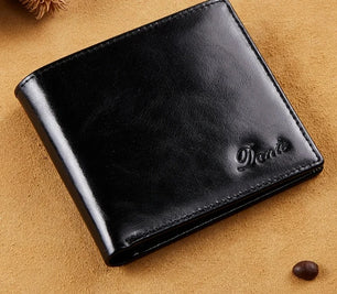 Men's Genuine Leather Letter Pattern Vertical Trendy Wallet