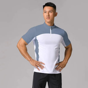 Men's Polyester Short Sleeve Stand Collar Sportswear T-Shirt