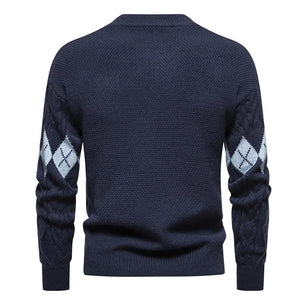 Men's Acrylic O-Neck Full Sleeve Knitted Pattern Casual Sweater