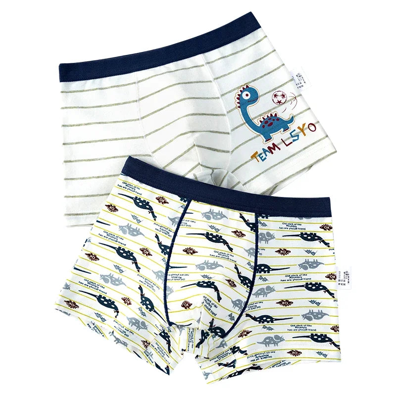 Kid's Boy 2Pcs Cotton Quick-Dry Printed Pattern Underwear Shorts